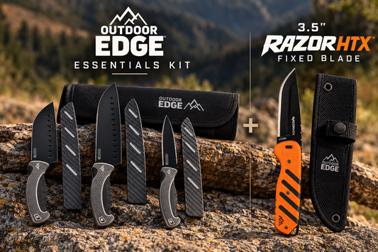 Outdoor Edge Essentials Kit + 3.5" RAZOR HTX Fixed Blade